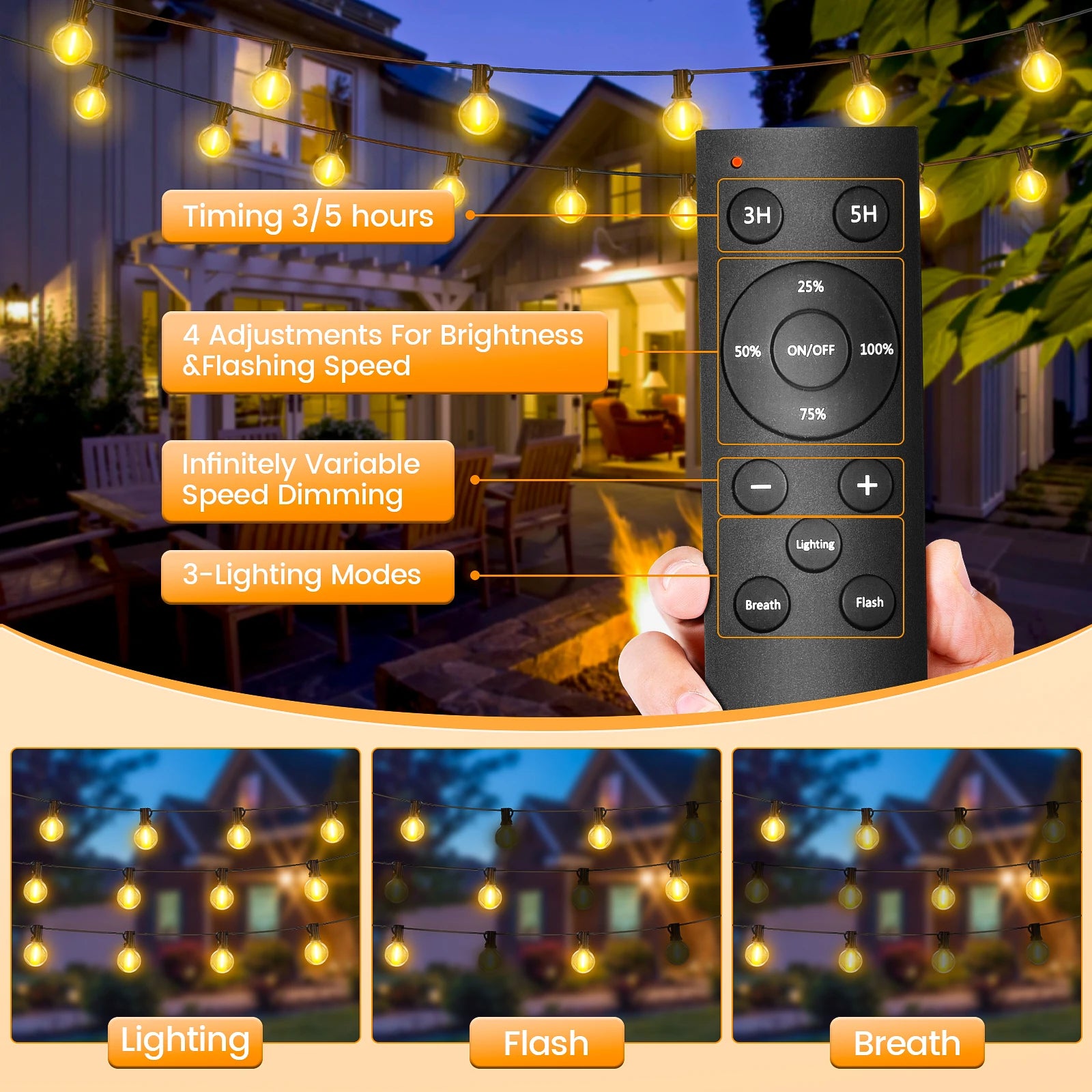 30M Outdoor String Lights G40 LED