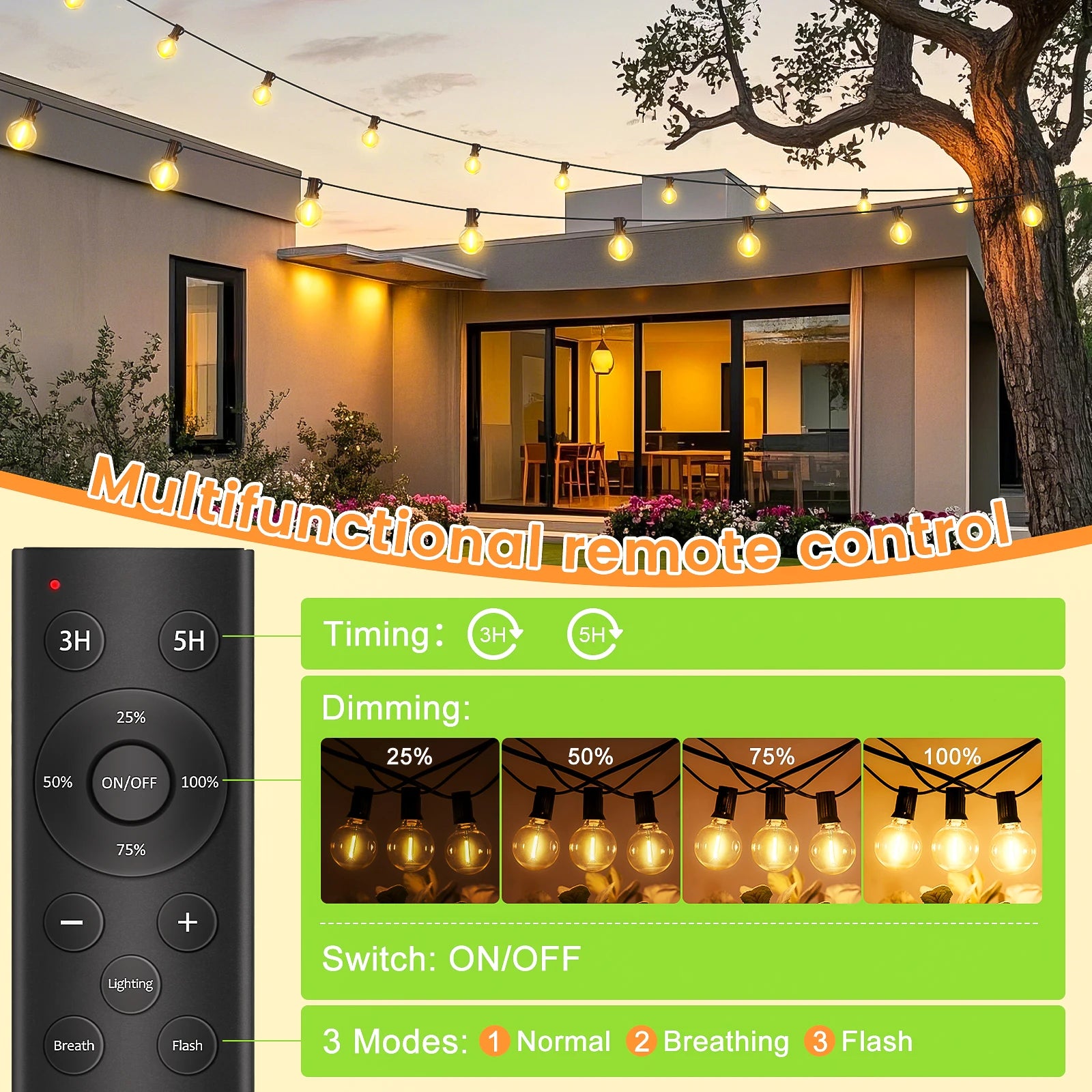 30M Outdoor String Lights G40 LED
