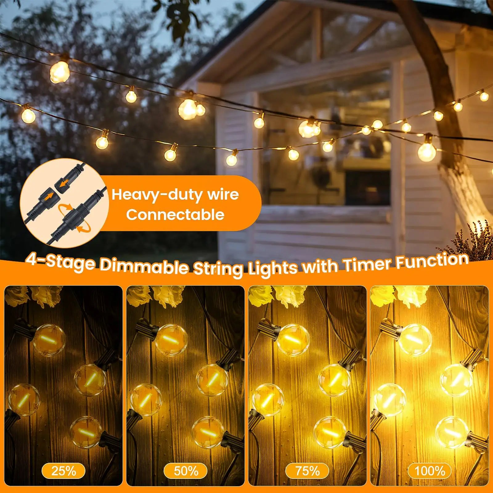 30M Outdoor String Lights G40 LED