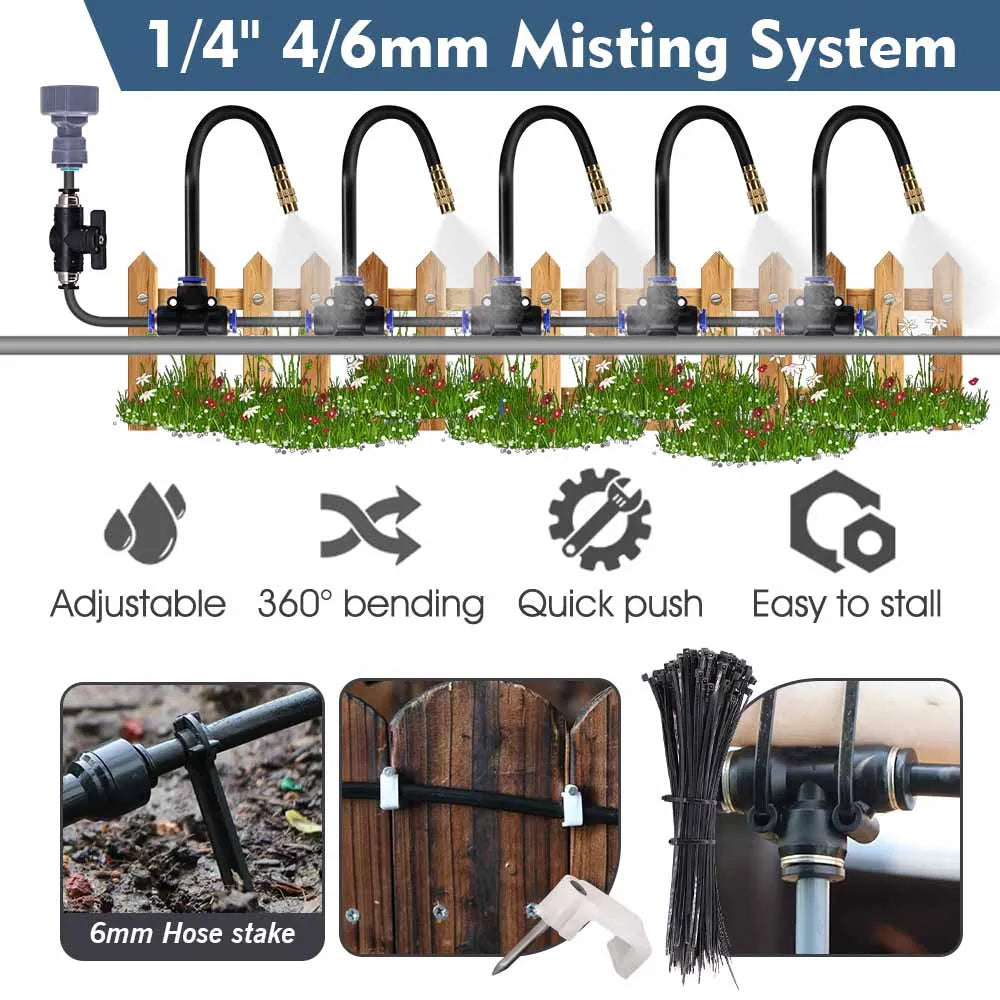 5-30m 1/4" 4/6mm 360° Misting Cooling System