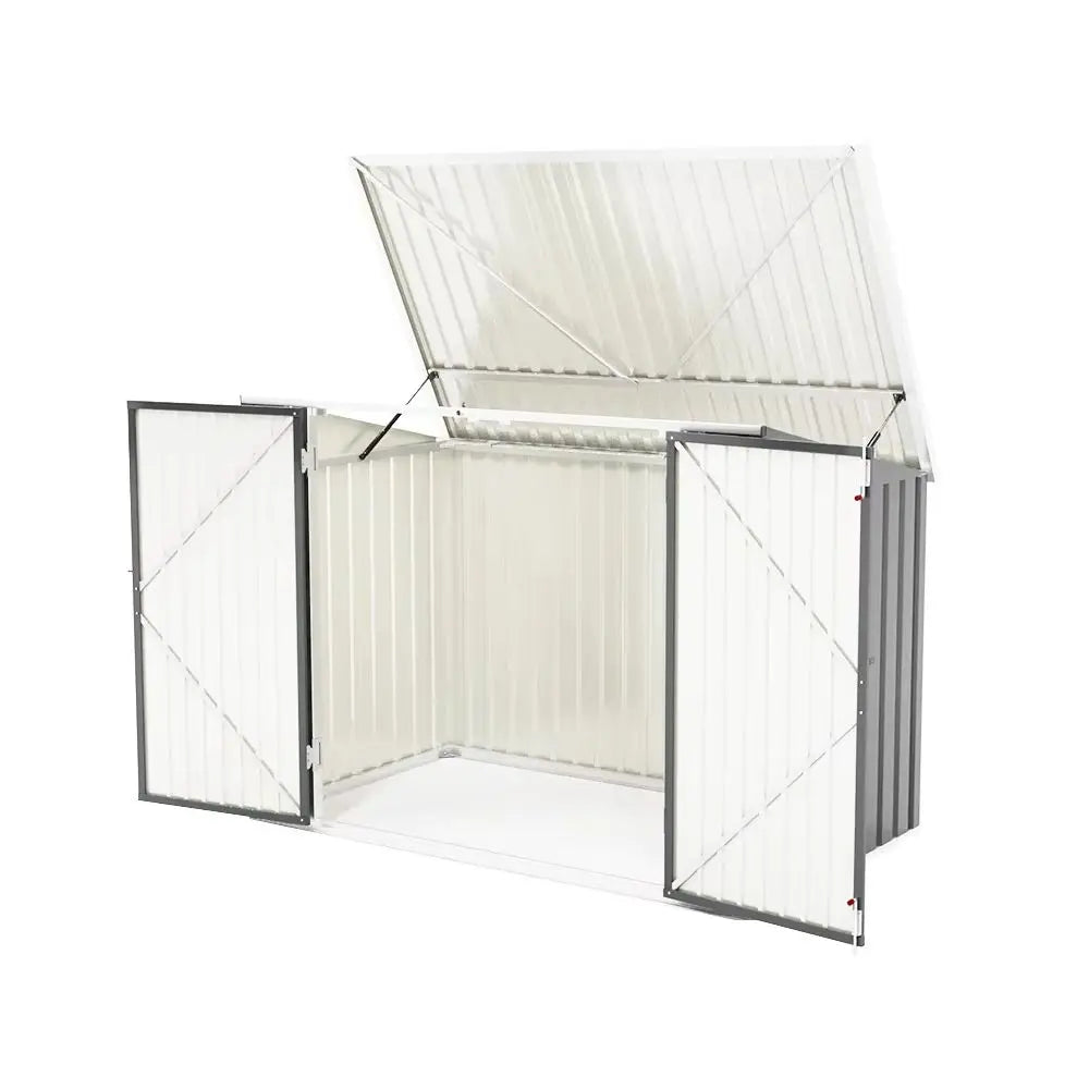 Secure Outdoor Bike Shed – 210x105x130cm, Grey, Lockable Doors