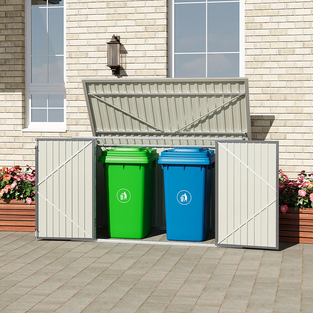 Secure Outdoor Bike Shed – 210x105x130cm, Grey, Lockable Doors