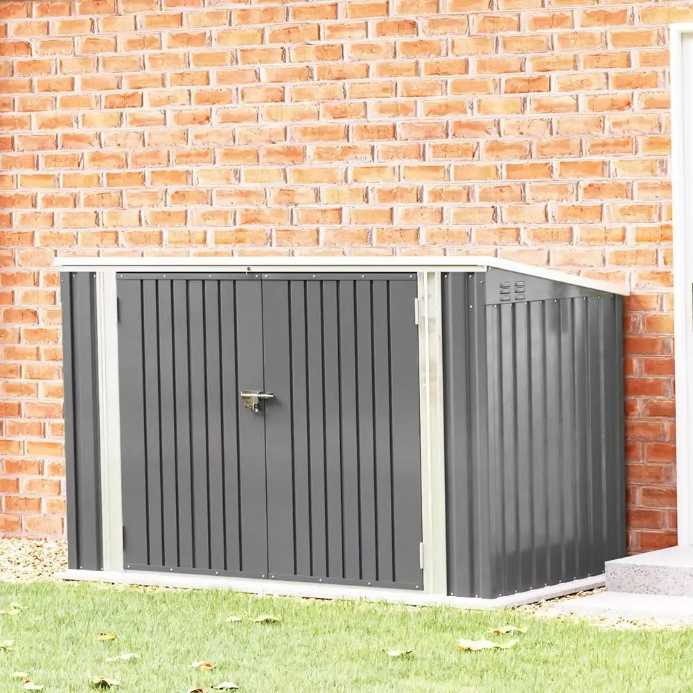 Secure Outdoor Bike Shed – 210x105x130cm, Grey, Lockable Doors
