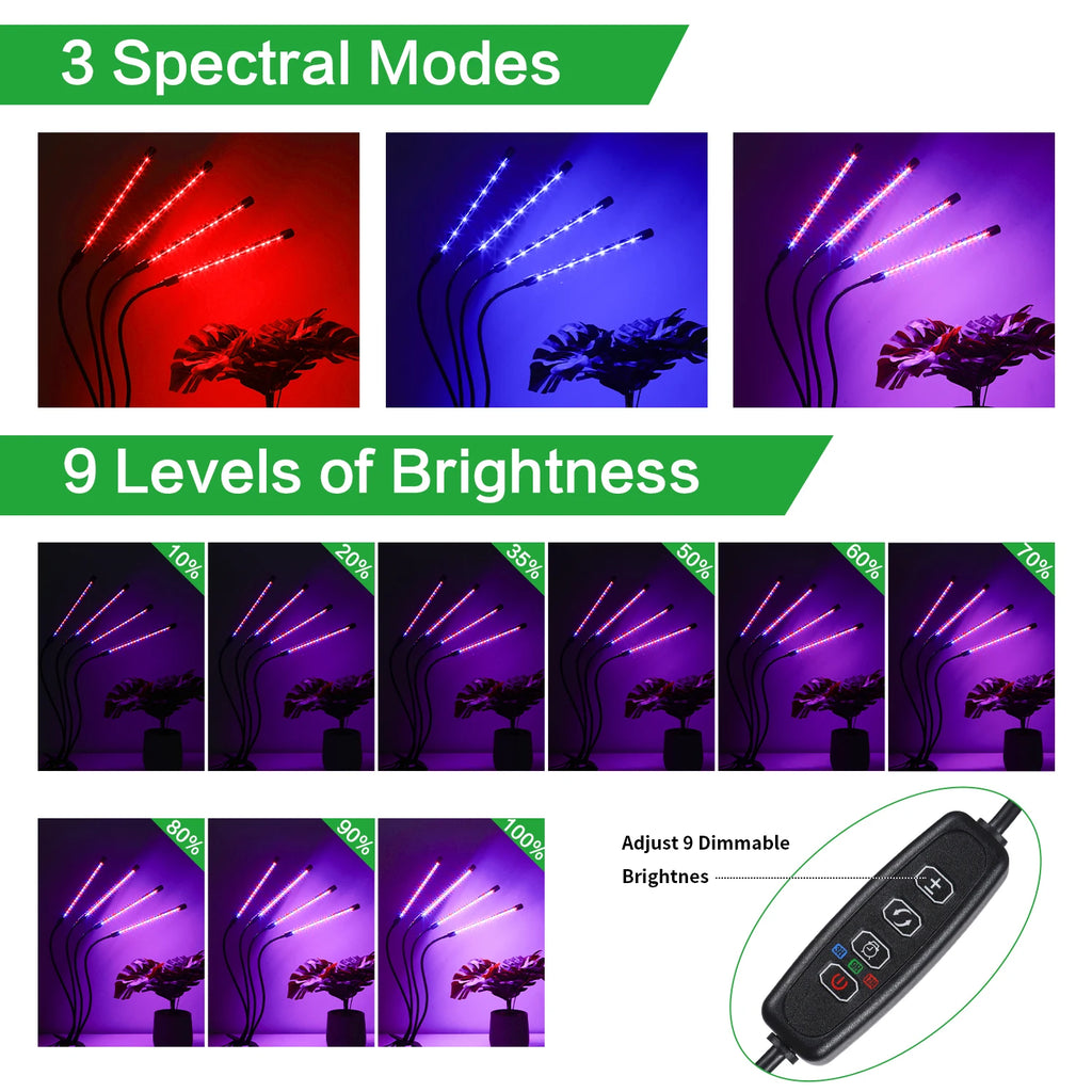 USB LED Plant Grow Light 3H/9H/12H