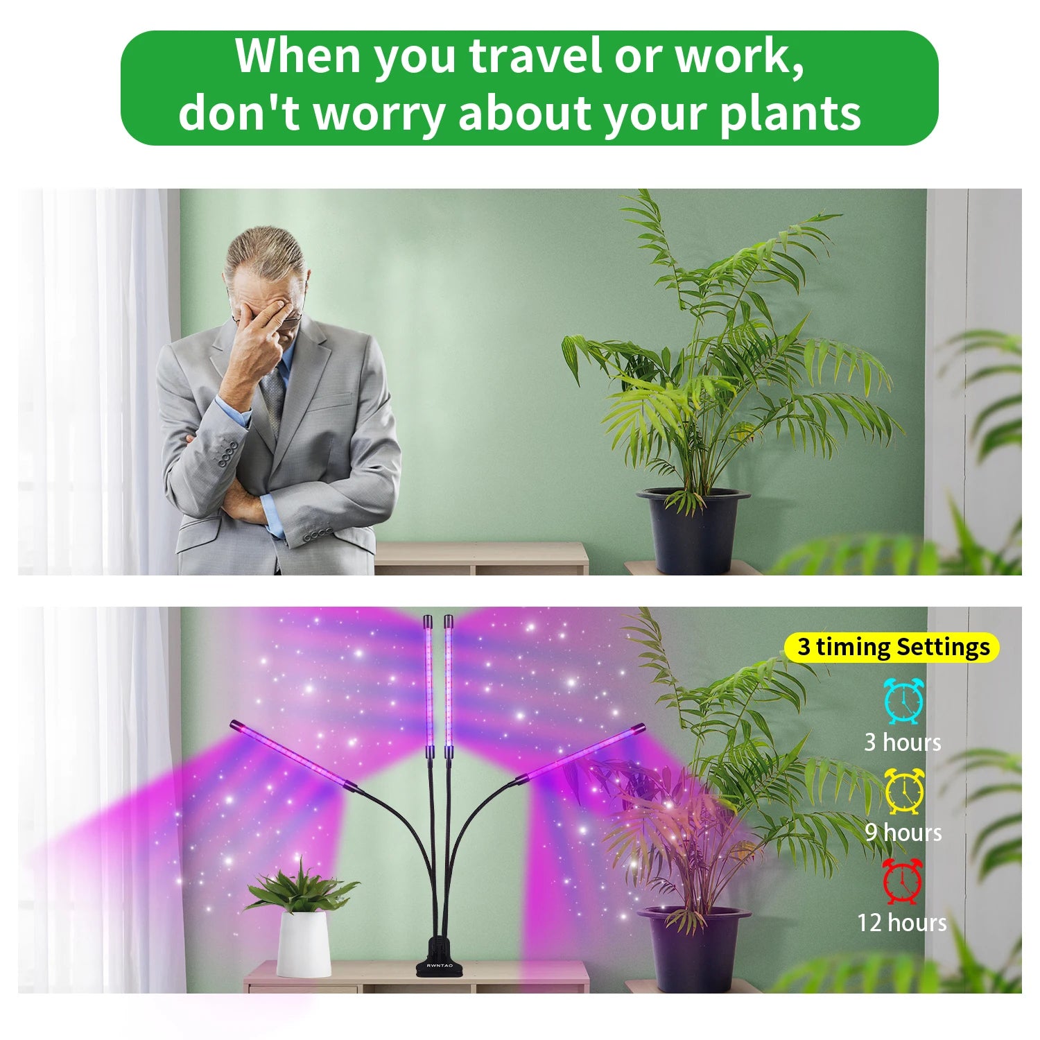 USB LED Plant Grow Light 3H/9H/12H