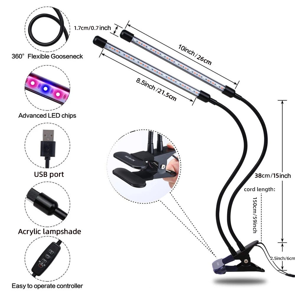 USB LED Plant Grow Light 3H/9H/12H