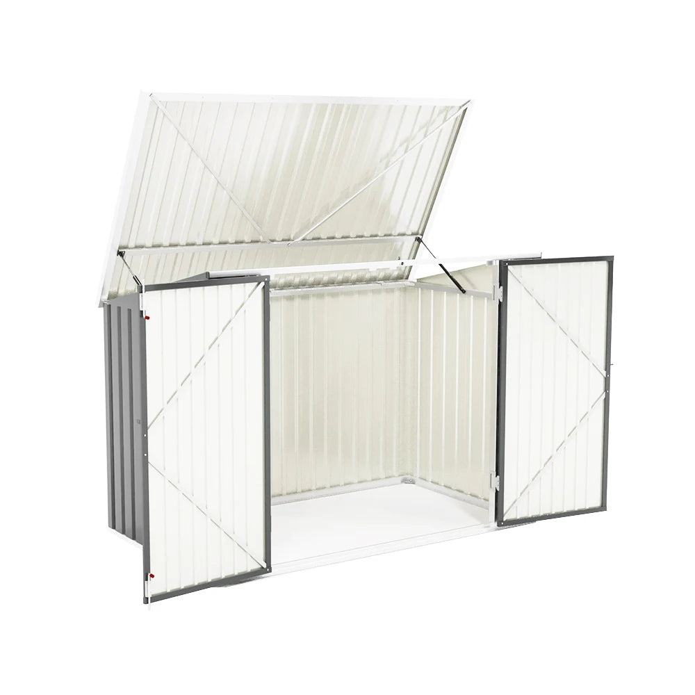 Secure Outdoor Bike Shed – 210x105x130cm, Grey, Lockable Doors