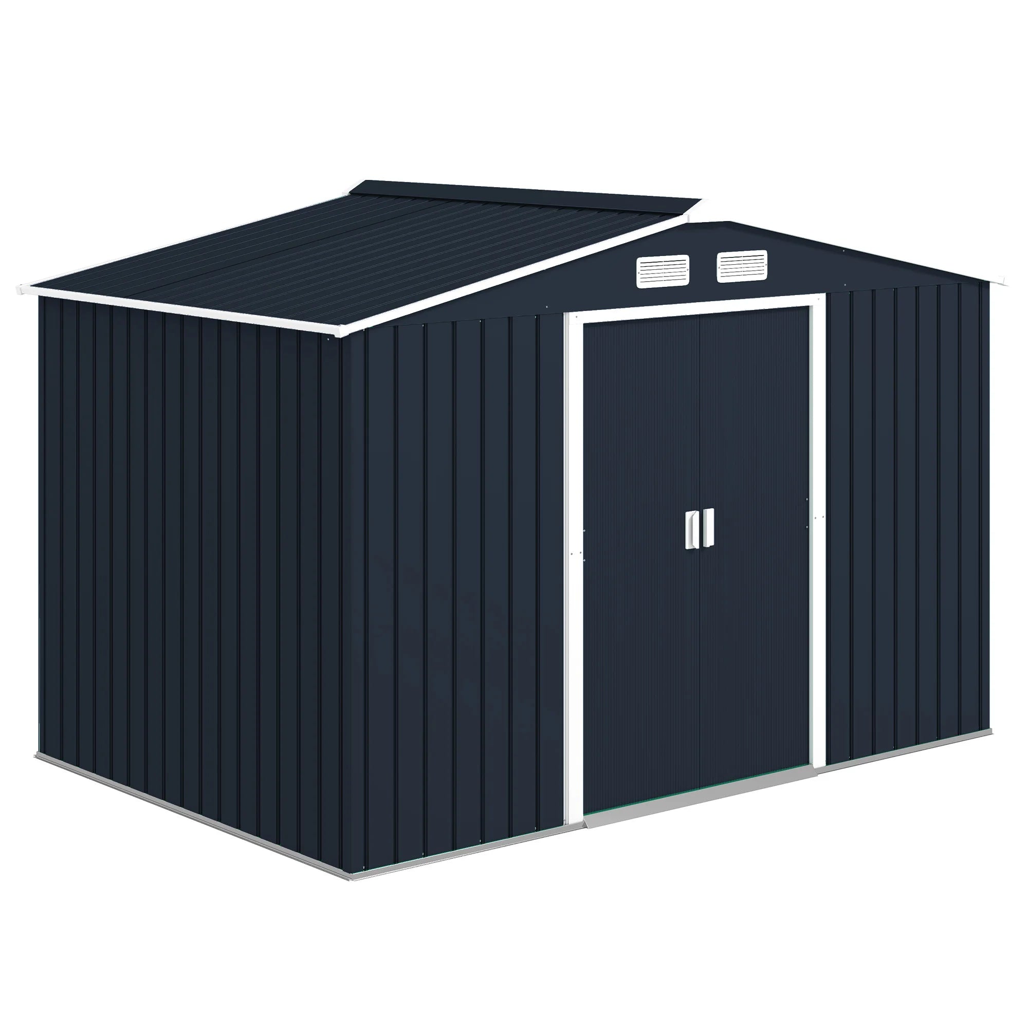9 x 6ft Metal Garden Shed, Outdoor Storage, Lockable Double Doors, Dark Grey