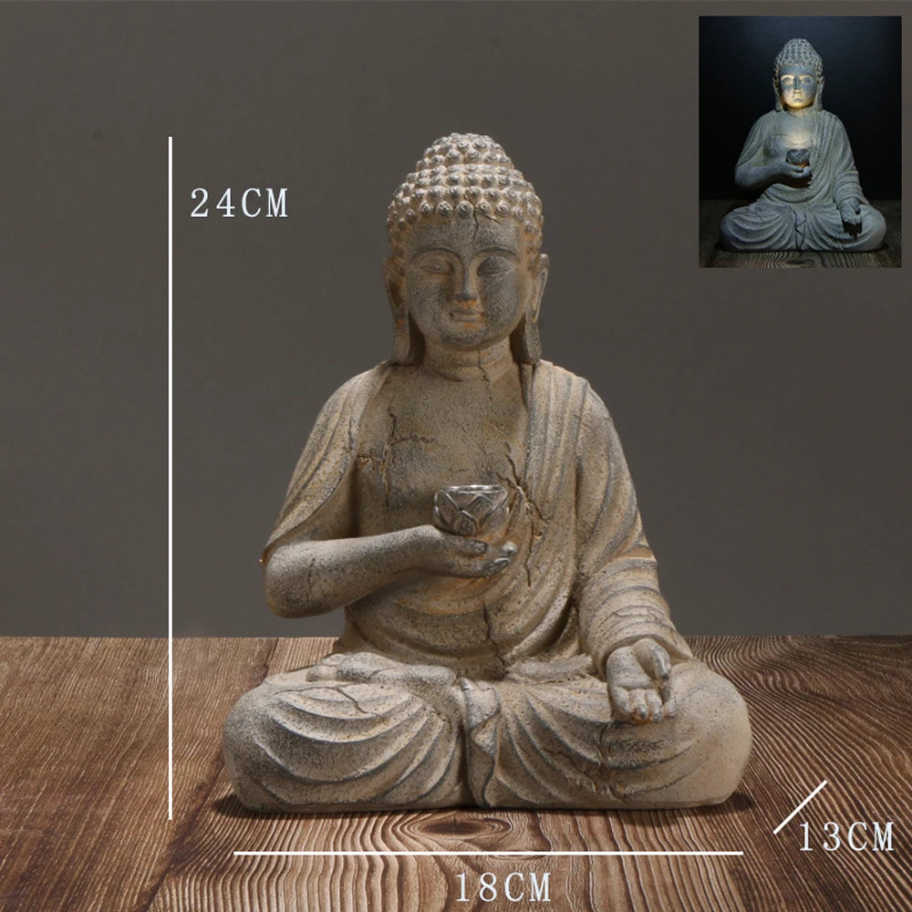 Resin Solar Buddha Statue