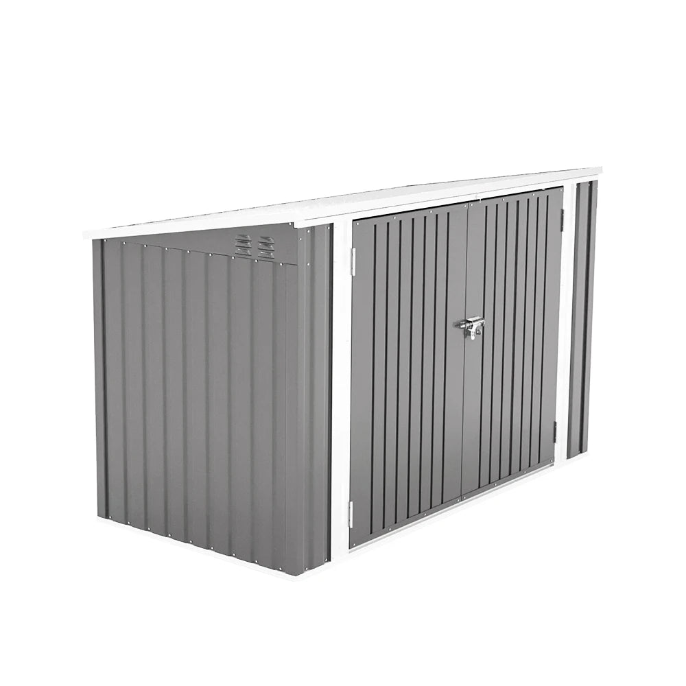Secure Outdoor Bike Shed – 210x105x130cm, Grey, Lockable Doors